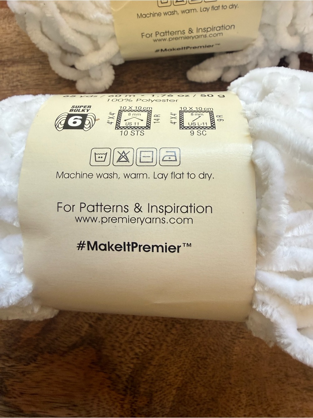 Premier Just Chenille Plush Yarn Skeins in White - Picture 3 of 6